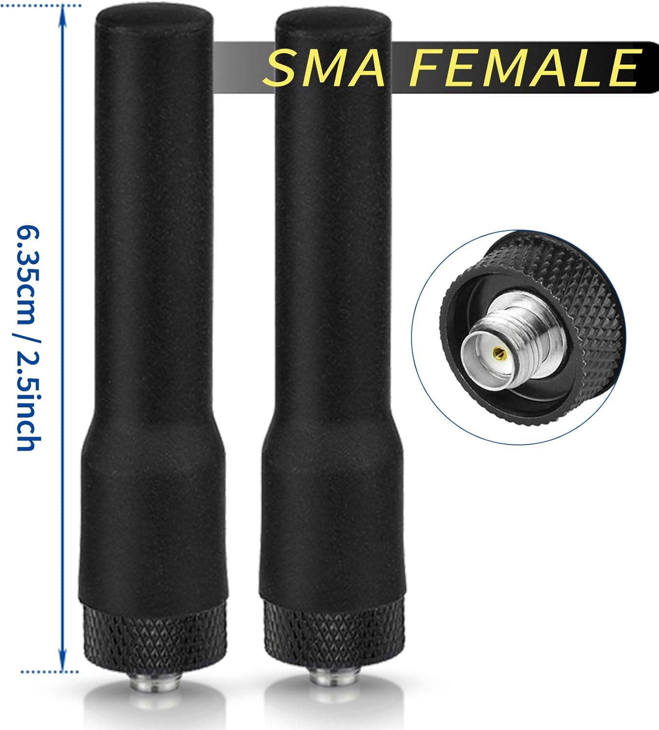 Dimension layout showing the compact length of the replacement antenna for easy transport