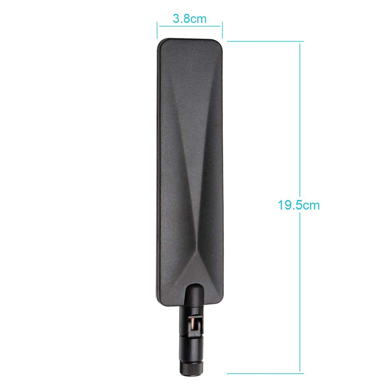 Extended 9dBi antenna dimensions showing the extra length for maximum gain performance