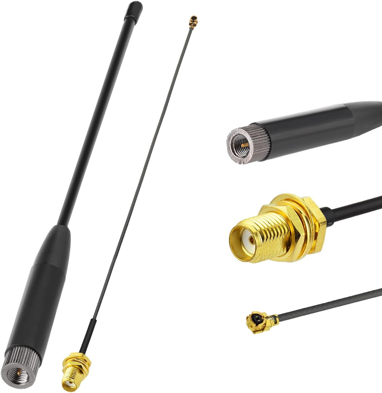 High-quality SMA male and U.FL (IPX) connector details for secure signal transmission