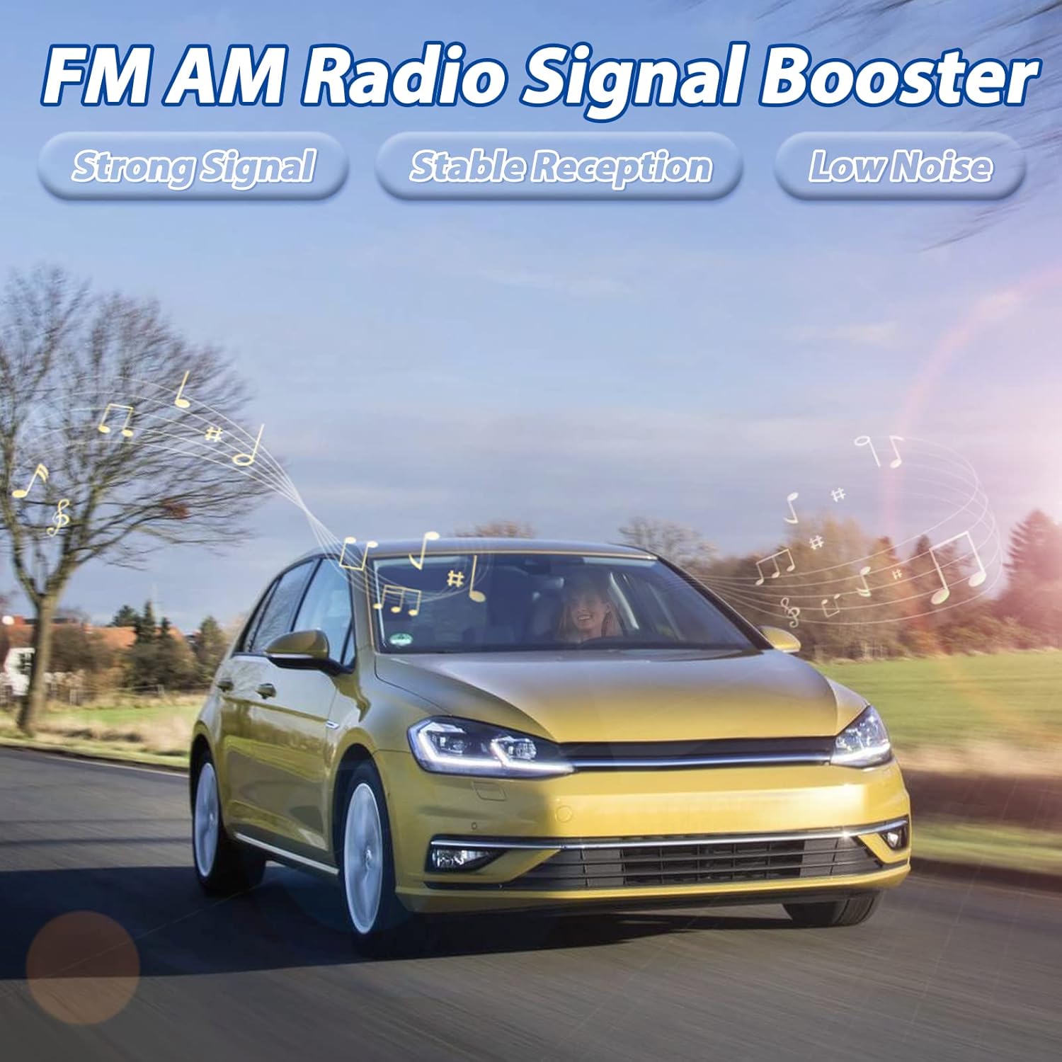 Installation diagram showing the blue wire connecting to the 'Auto Ant' or 'Remote' lead of an aftermarket Android head unit for power supply.