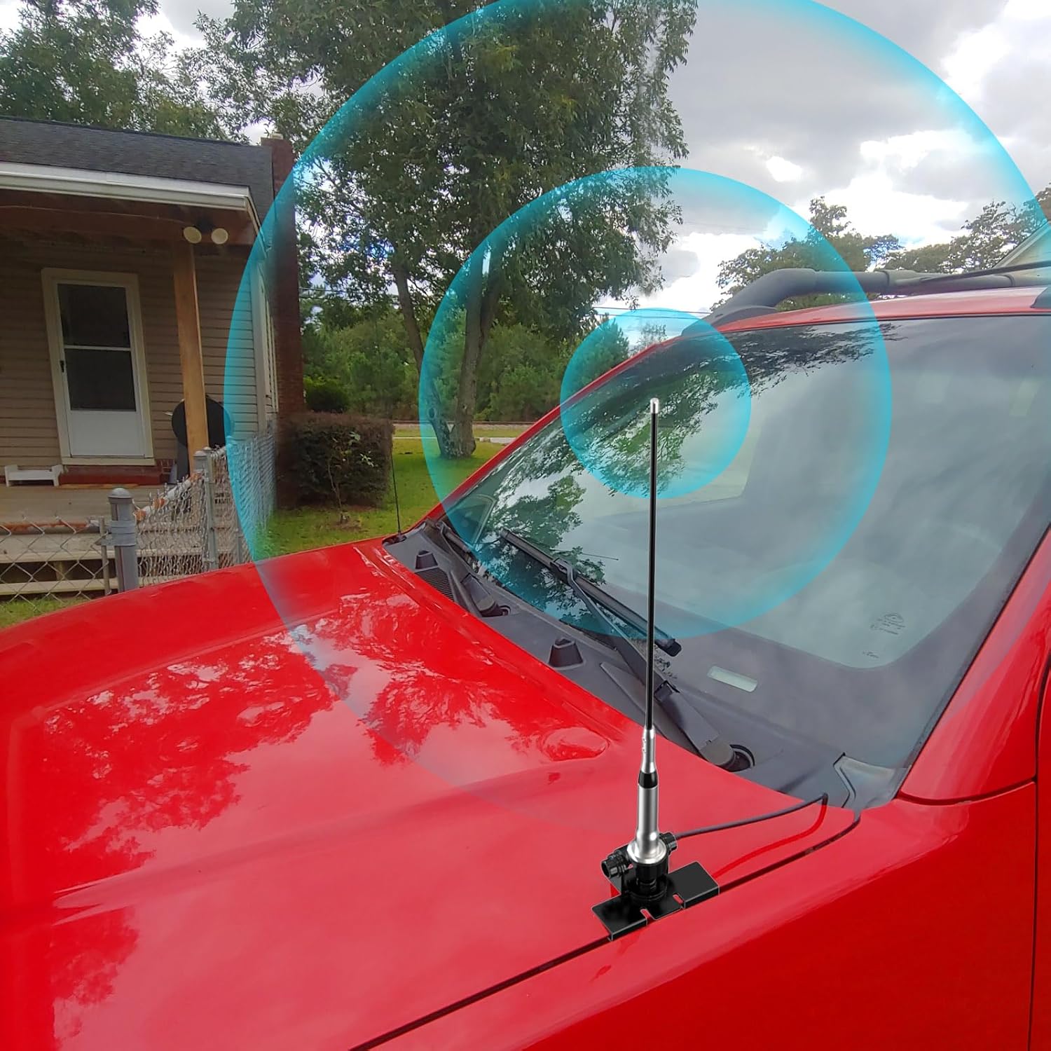 Installing the Bingfu antenna on a truck hood or trunk edge using the no-drill lip mount bracket