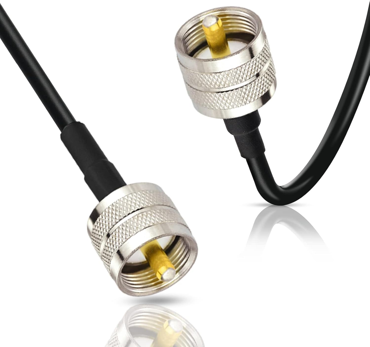 Precision-molded PL-259 connectors with gold-plated pins for maximum signal conductivity