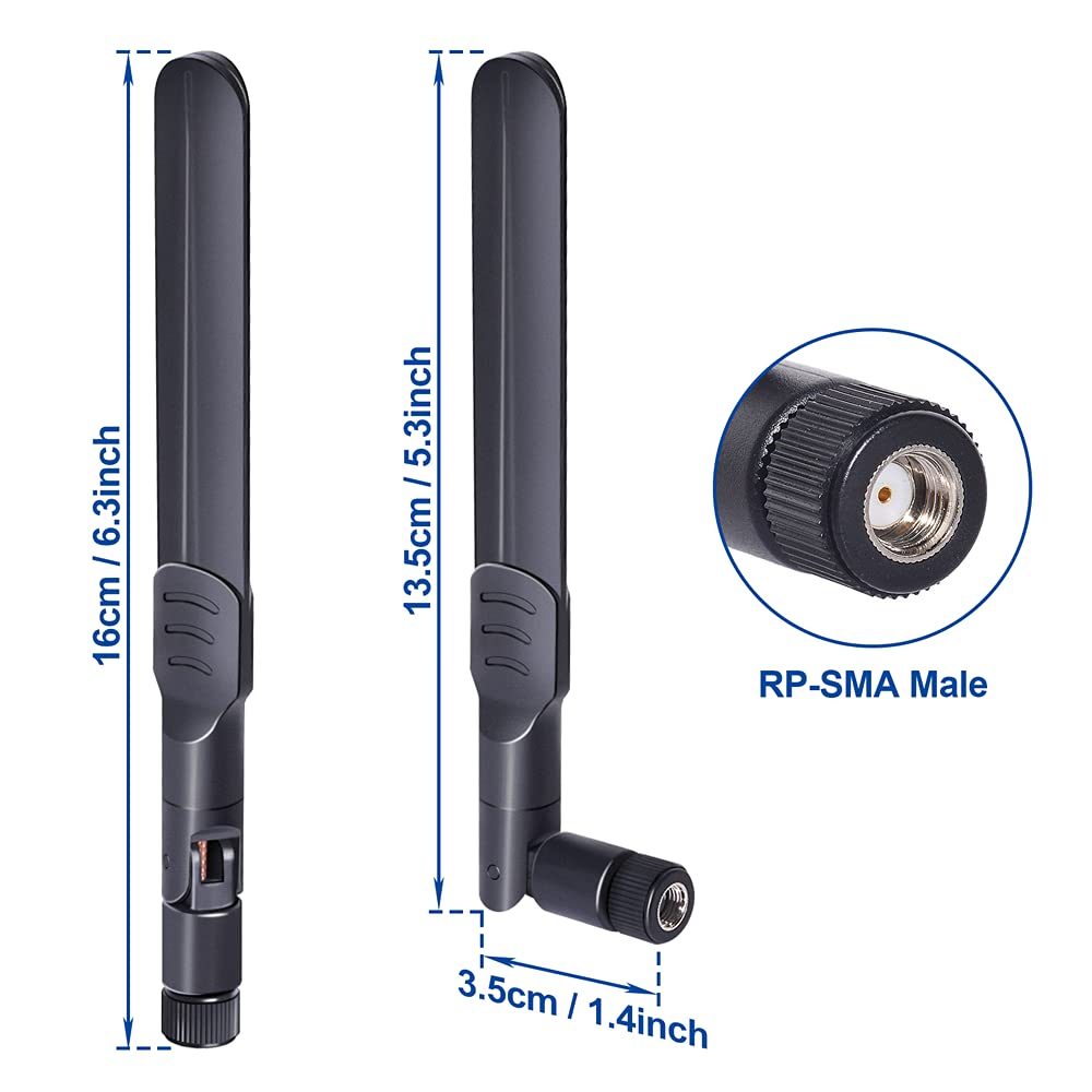 Product dimensions showing the 26cm (10.23 inch) total height and standard RP-SMA threading specifications.