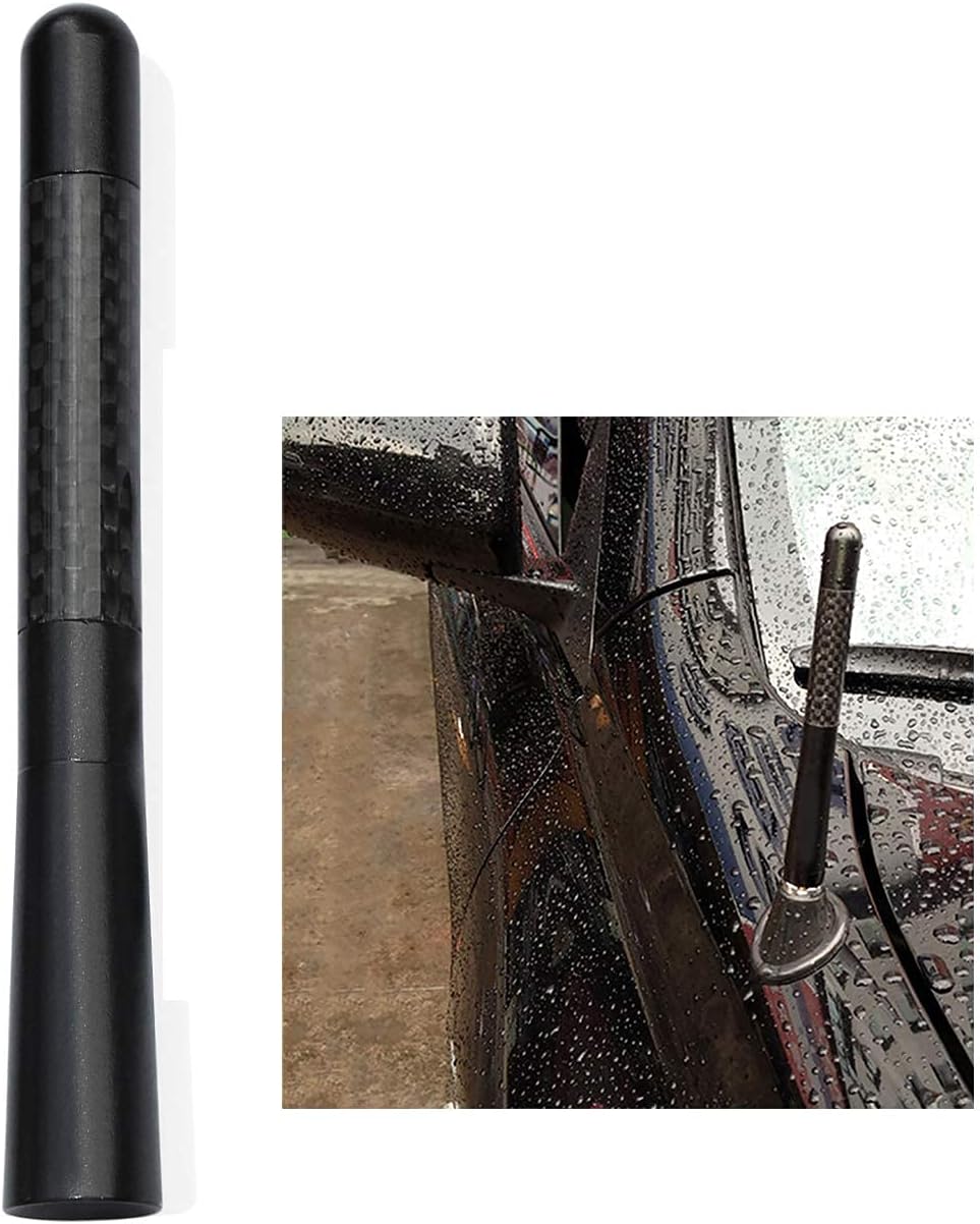 Quick 3-step installation guide: unscrewing the old mast, selecting the correct M4/M5/M6 bolt, and hand-tightening the new Bingfu antenna