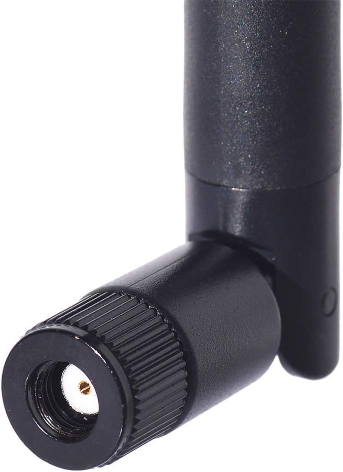 RP-SMA Male connector close-up (internal thread with center hole) with gold-plated finish for low signal loss