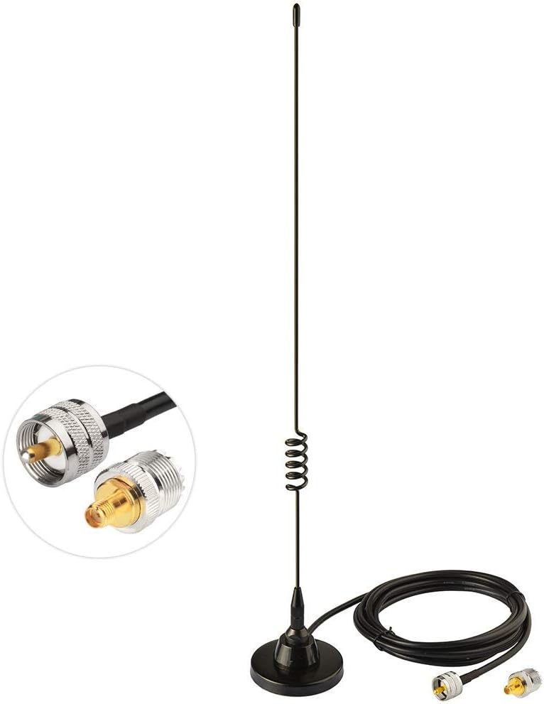 Standard PL-259 (UHF male) connector ensuring secure connection to most mobile radios
