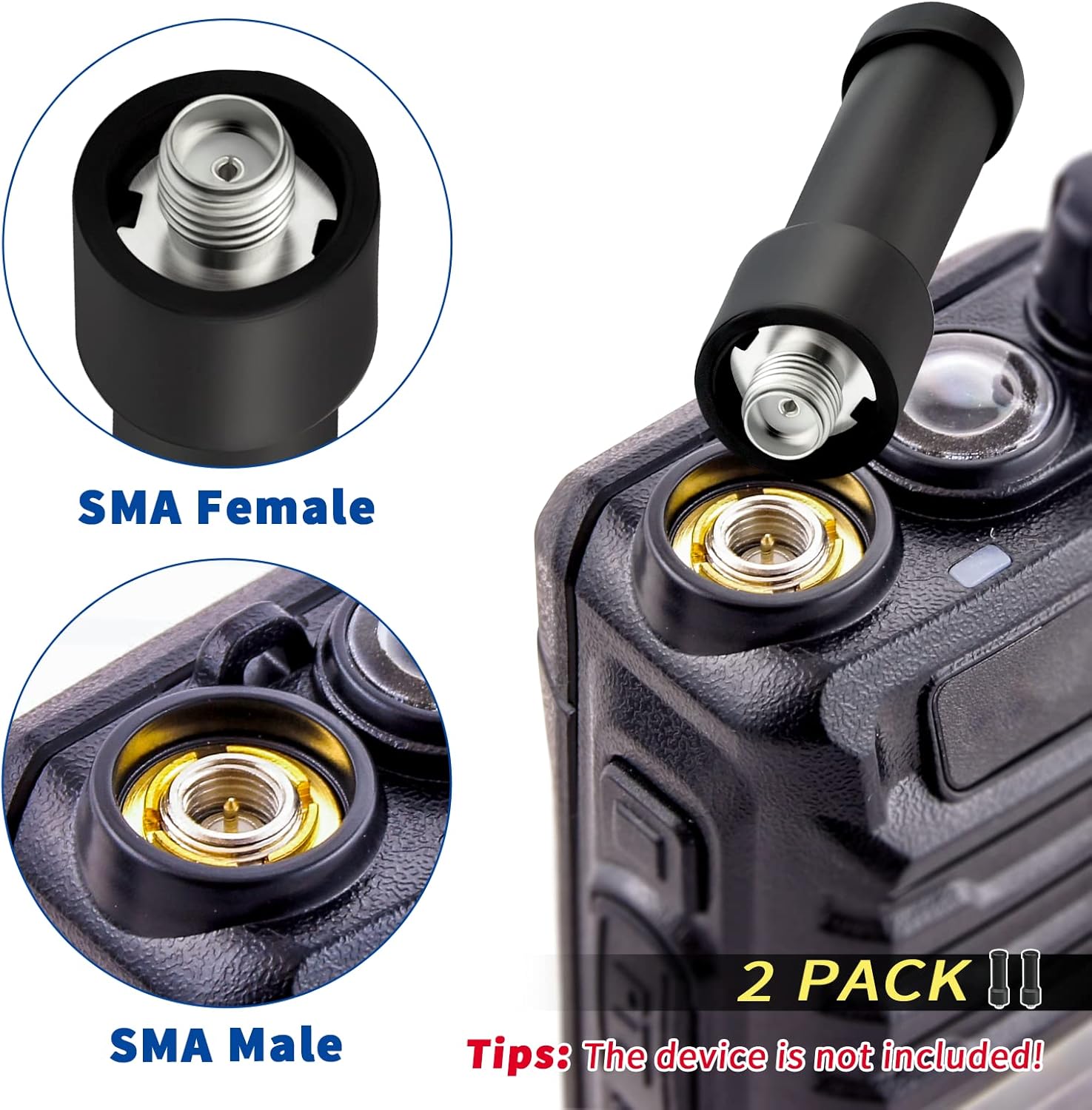 Standard SMA-Female connector (internal hole) for secure fitment on UHF handheld radios