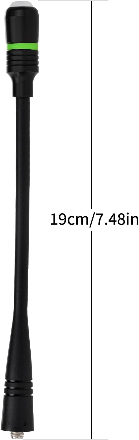 Technical diagram detailing the antenna length and base profile for compatibility checks