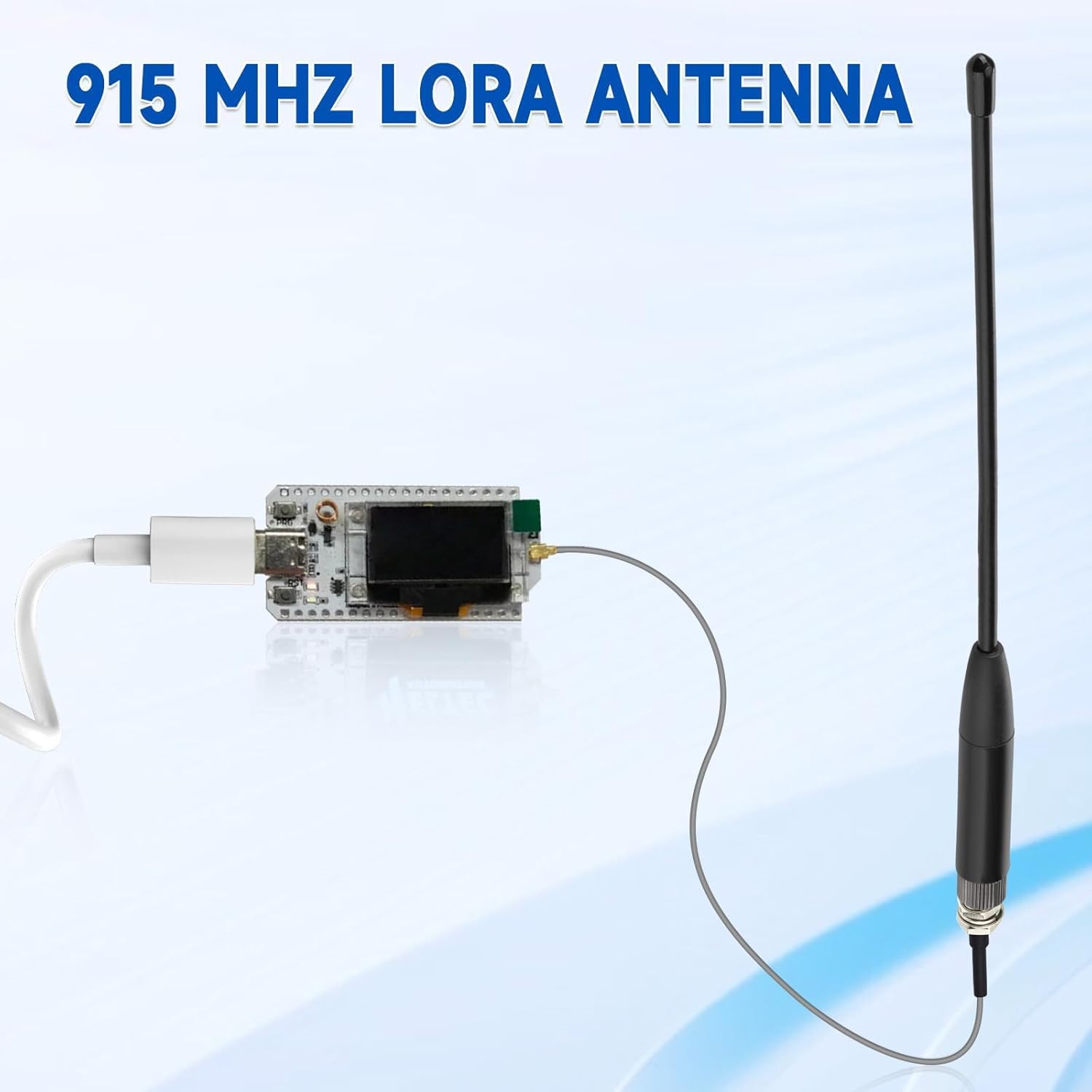Technical diagram showing the 7.68-inch length and SMA base dimensions