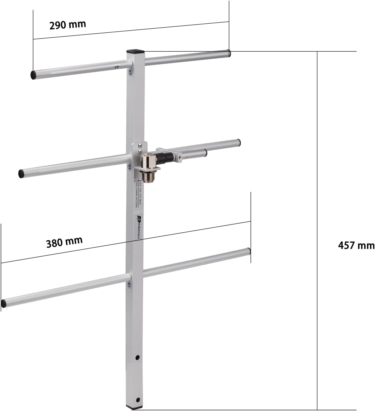 Technical diagram showing the compact 3-element dimensions, perfect for easy transport and storage