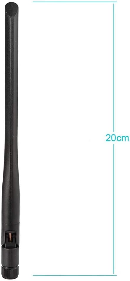 Technical dimensions of Bingfu BFN00968 WiFi antenna: 195mm total height and 10ft cable length