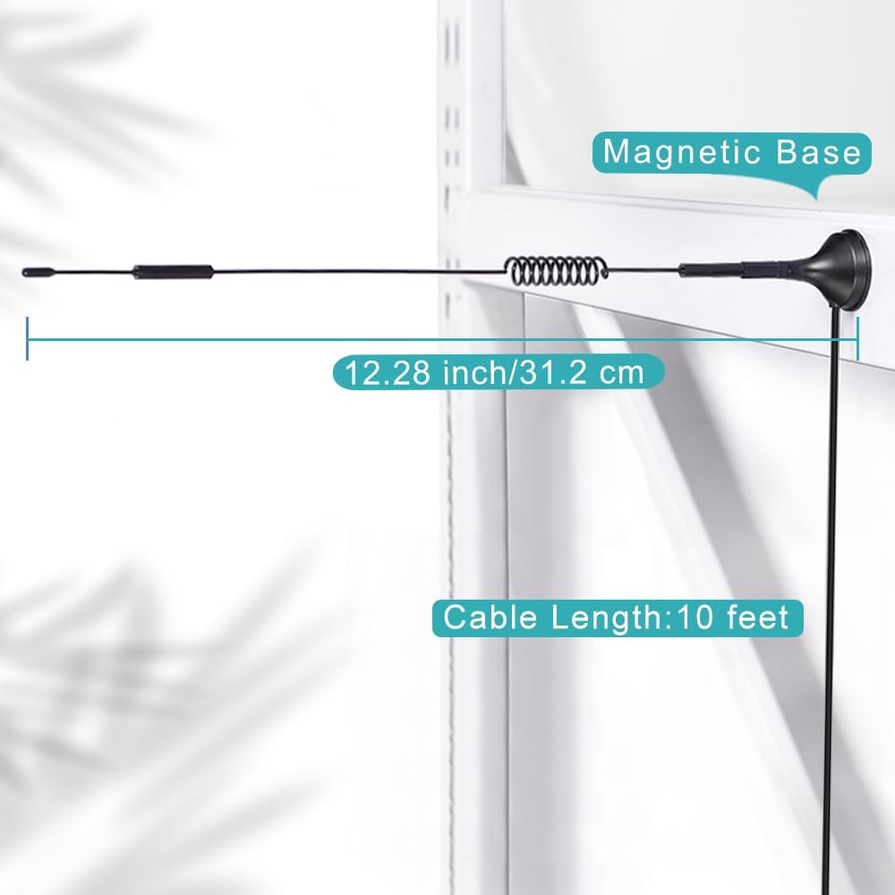 Technical dimensions of Bingfu TO4A002UK: Antenna height and 3-meter (10ft) cable length