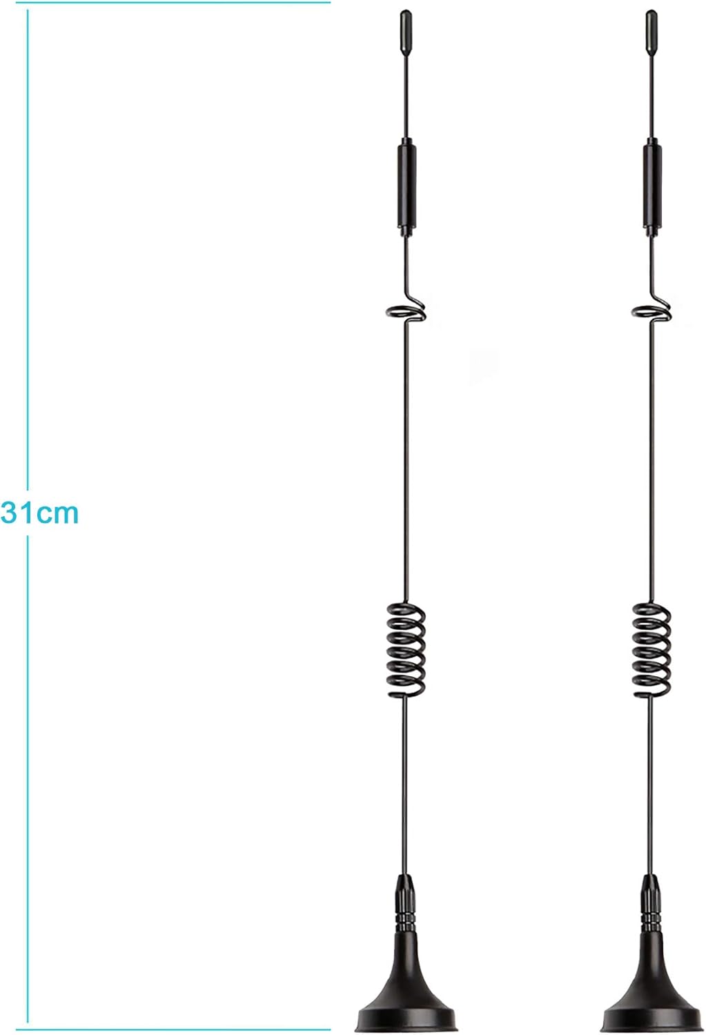 Technical dimensions of Bingfu TON00459: 8dBi antenna height and 10ft (3m) cable length