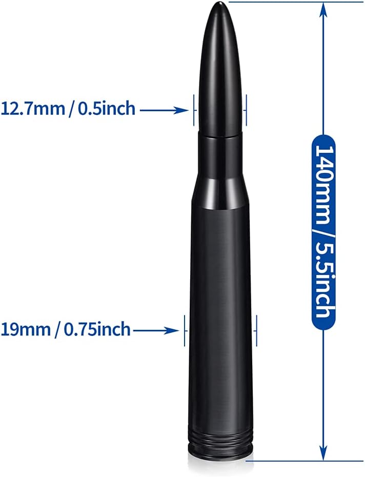 Technical drawing showing the 14cm (5.5 inch) height and the sturdy base construction of the bullet antenna
