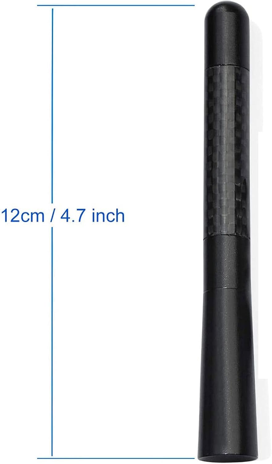 Technical drawing showing the compact 4.7-inch (12cm) length of the antenna mast and the diameter of the base