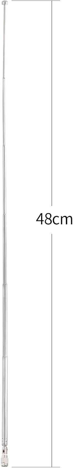 Technical layout illustrating the compact retracted length vs. full 6-section extended height