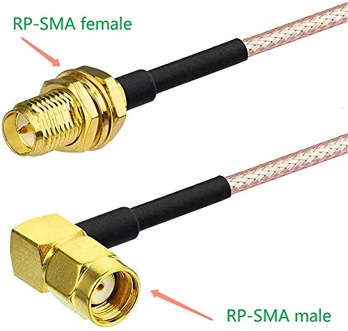 Bingfu WiFi Antenna Extension Cable (2-Pack) RP-SMA Male Right Angle to RP-SMA Female Bulkhead Mount RG316 Cale 30cm 12 inch for WiFi Router Security IP Camera Monitor Mini PCIE Card