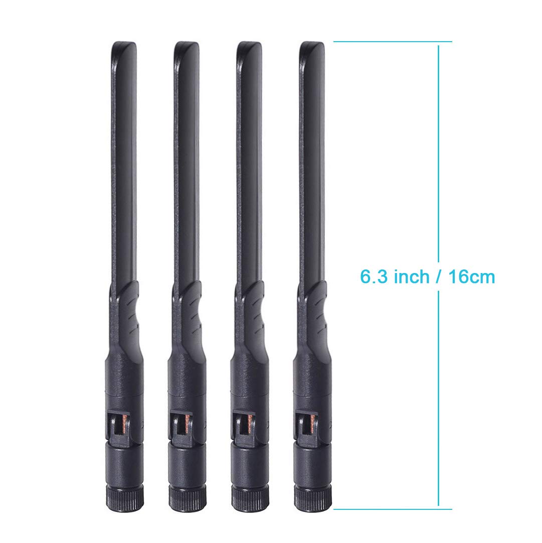 Bingfu Dual Band WiFi 2.4GHz 5GHz 5.8GHz 8dBi MIMO RP-SMA Male Antenna (4-Pack) for WiFi Router Wireless Network Card USB Adapter Security IP Camera Video Surveillance Monitor
