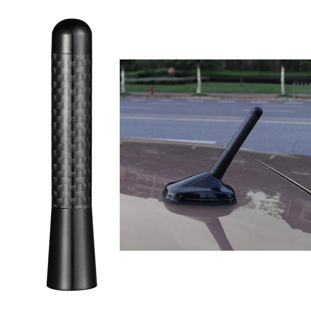 Bingfu Mini Car Antenna Roof Mount 3.2 inch Carbon Fiber Car Antenna Replacement Compatible with Toyota Honda Chevrolet Nissan Ford Jeep Subaru GMC