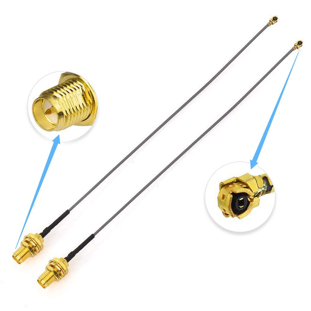 Bingfu Dual Band WiFi 2.4GHz 5GHz 5.8GHz 6dBi RP-SMA Male Antenna 15cm 6 inch U.FL IPX IPEX to RP-SMA Female Pigtail Cable 2-Pack for WiFi Router Wireless Mini PCI Express PCIE Network Card Adapter