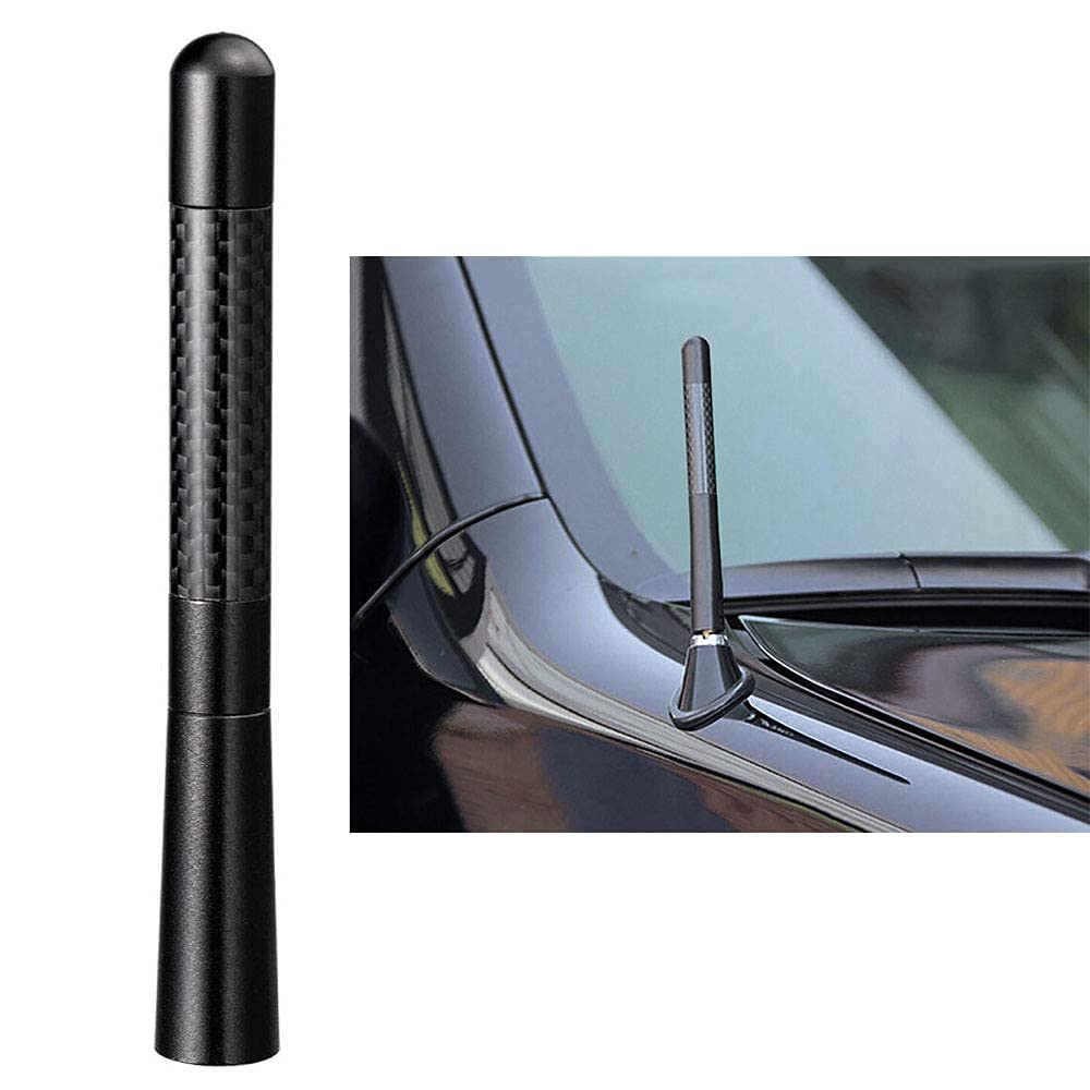 Bingfu 4.7" Carbon Fiber Short Antenna Replacement for Ford F-Series, Dodge Ram, Toyota & Jeep | Car Wash Safe Truck Mast
