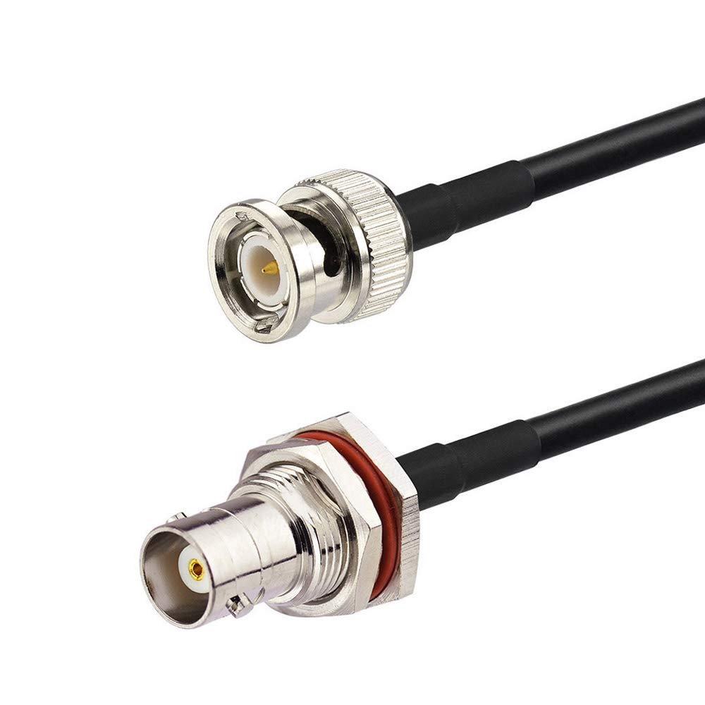 Bingfu BNC Male to Female Bulkhead Mount RG58 Coax Jumper Cable 2m 6.5 feet for Wireless Microphone System Receiver CB Radio UHF VHF Ham Radio Amateur Radio Mobile Radio Antenna Patch Panel Rack Mount