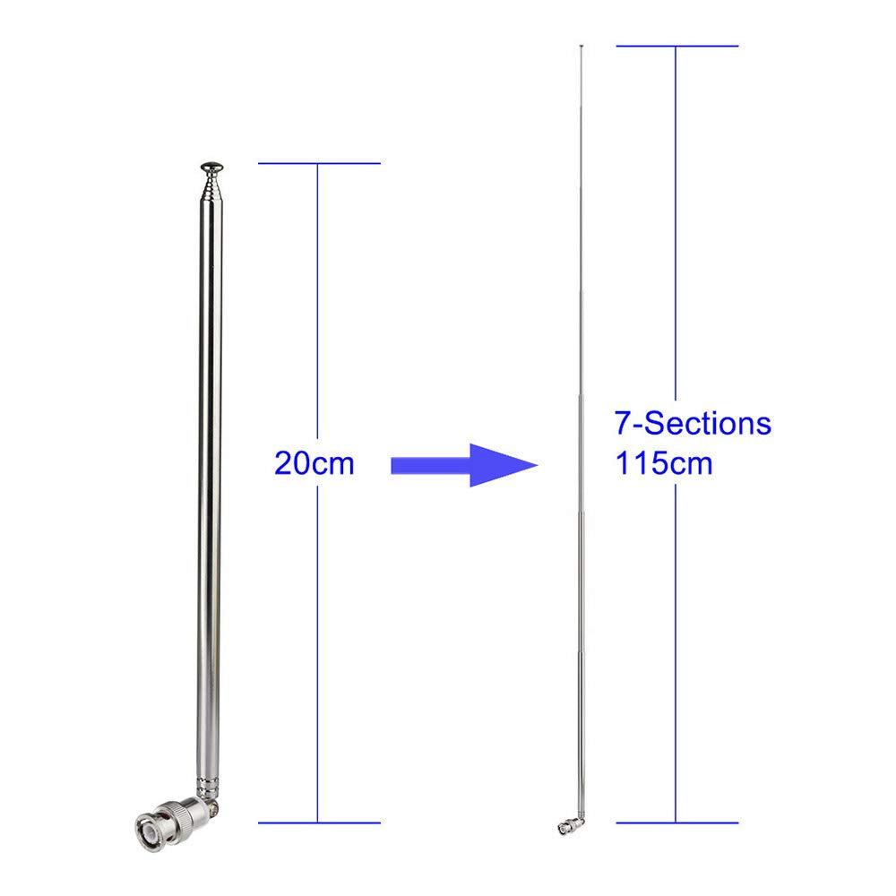 Bingfu Police Radio Scanner Antenna 20-1300MHz 7 Sections Telescopic BNC Male Antenna Ham Radio Handheld CB Radio Antenna for Uniden Whistler Police Radio Scanner Two Way Radio Frequency Counter