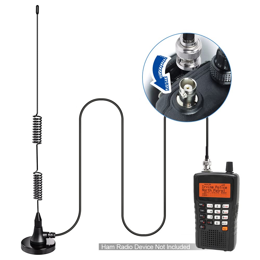 Bingfu 20-1300MHz Police Scanner Antenna Radio Scanner Magnetic Base Antenna HF VHF UHF Two Way Ham Radio BNC Male Antenna Compatible with Uniden Bearcat Whistler Radio Shack Police Radio Scanner