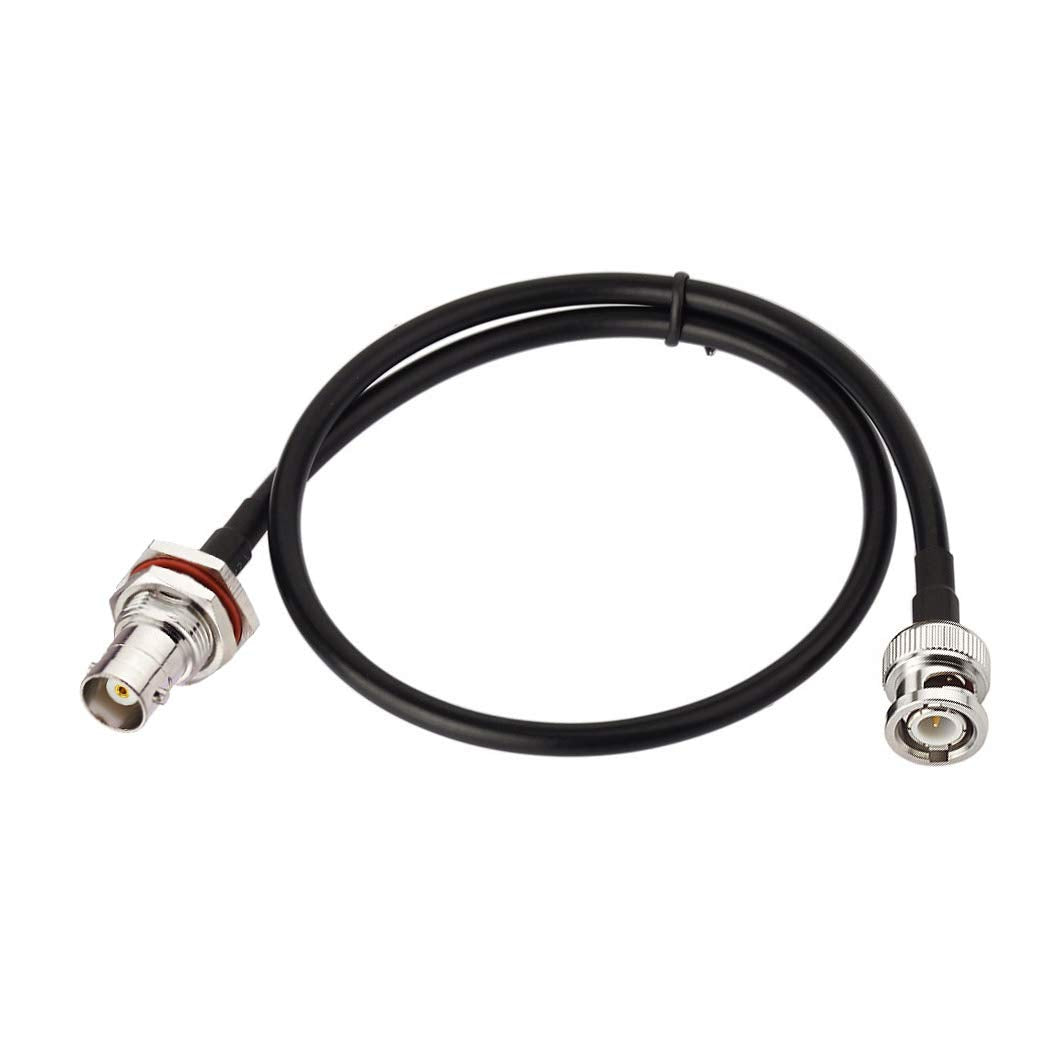 Bingfu BNC Male to Female Bulkhead Mount RG58 Coax Jumper Cable 60cm 2 feet for Wireless Microphone System Receiver CB Radio UHF VHF Ham Radio Amateur Radio Mobile Radio Antenna Patch Panel Rack Mount