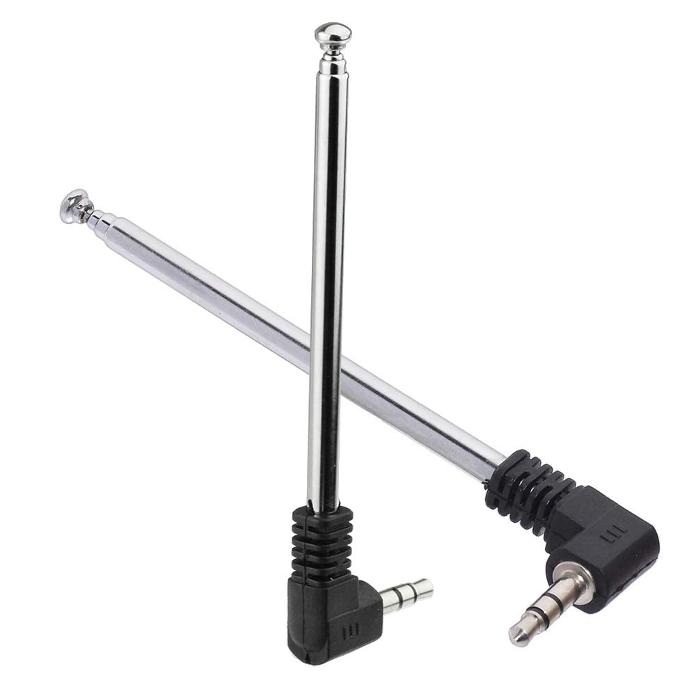 Bingfu Mini FM Radio Antenna 3.5mm Male Telescopic FM Antenna 2-Pack Compatible with Portable Radio Indoor Stereo Receiver AV Audio Vedio Home Theater Receiver Mobile Cell Phone Bose Radio