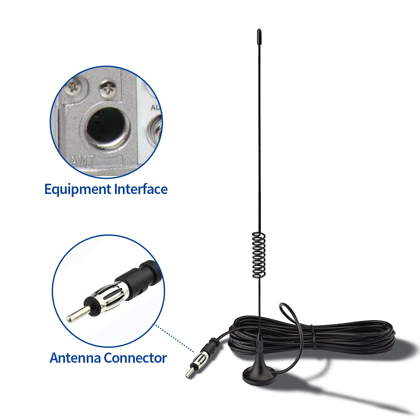 Bingfu Universal Car Stereo Antenna Car FM AM Radio Antenna Magnetic Base Car Radio Antenna Aerial for Vehicle Truck SUV Truck RV Marine Boat Car Stereo Audio Radio Head Unit CD Media Receiver Player