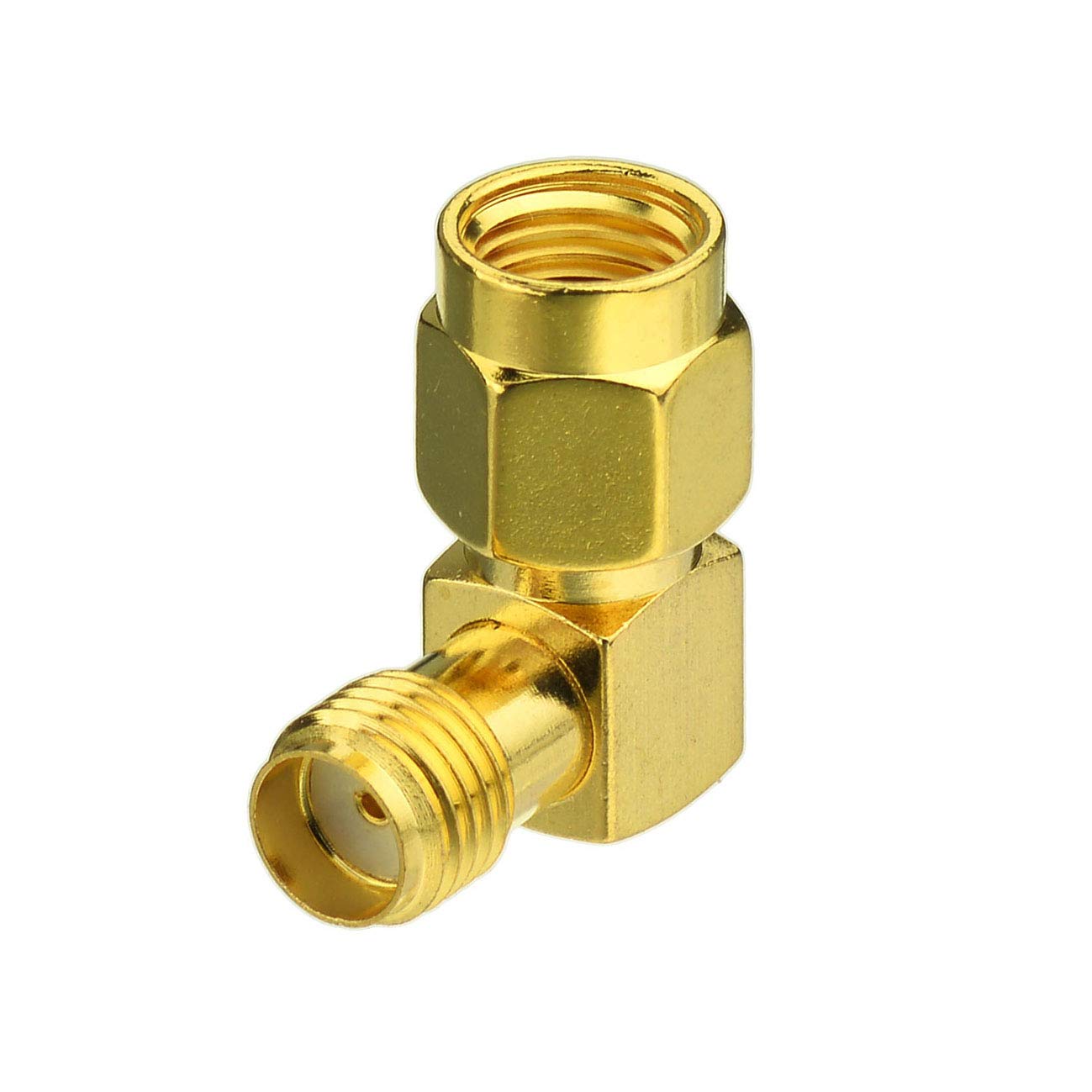 Bingfu RP-SMA Male to SMA Female Right Angle Antenna Connector Adapter (2-Pack) for FPV Drone Controller WiFi Router PCIE Network Card Adapter Security Camera 4G LTE Cellular Trail Camera