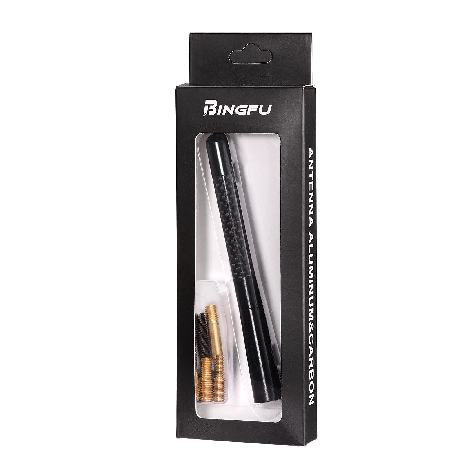 Bingfu 4.7" Carbon Fiber Short Antenna Replacement for Ford F-Series, Dodge Ram, Toyota & Jeep | Car Wash Safe Truck Mast