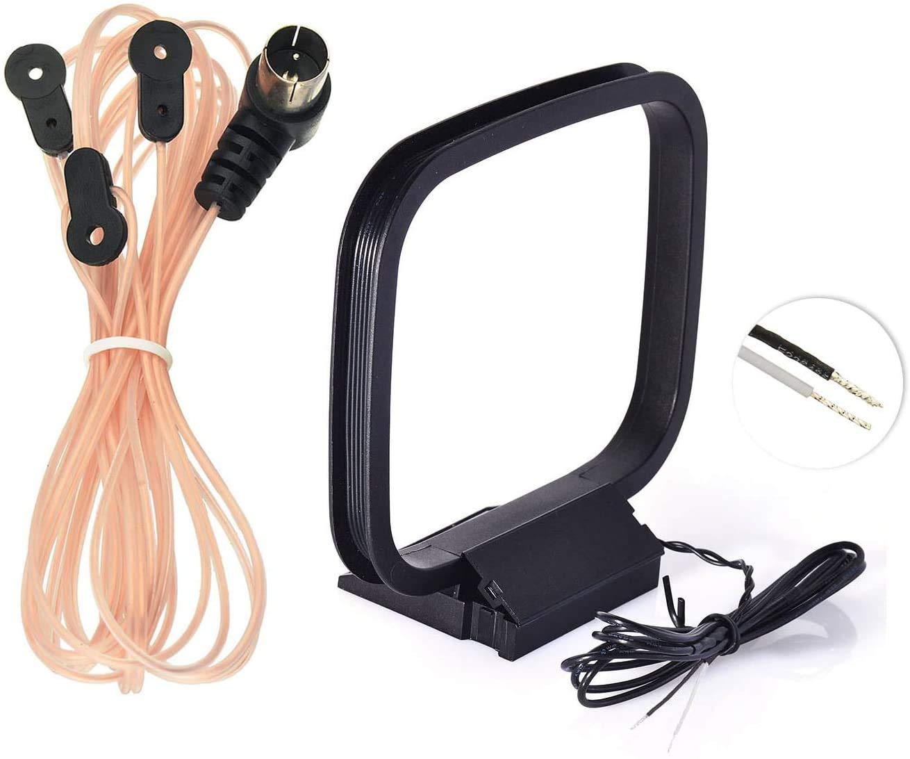 Bingfu FM Antenna FM Dipole Antenna 75 Ohm Indoor FM Radio Antenna AM Loop Antenna for Pioneer Onkyo Yamaha Marantz Indoor Bluetooth Home Stereo Receiver AV Audio Vedio Home Theater Receiver Tuner