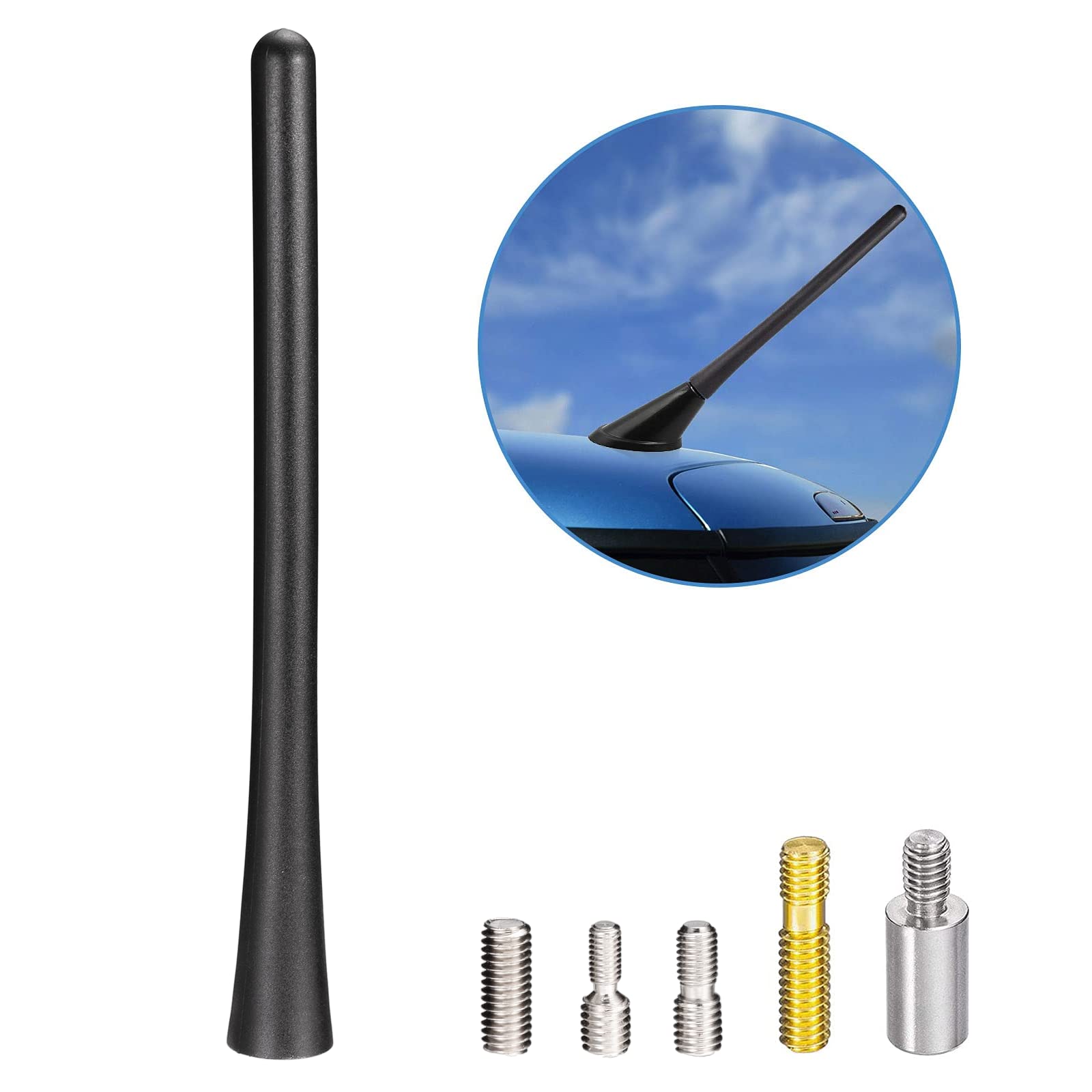 Bingfu Universal Vehicle Roof Mount Antenna Mast 6.3 inch Rubber Car Antenna Replacement Compatible with Toyota Honda Chevrolet Nissan Ford Jeep Subaru GMC