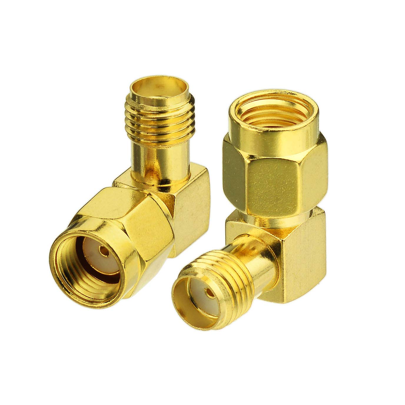 Bingfu RP-SMA Male to SMA Female Right Angle Antenna Connector Adapter (2-Pack) for FPV Drone Controller WiFi Router PCIE Network Card Adapter Security Camera 4G LTE Cellular Trail Camera