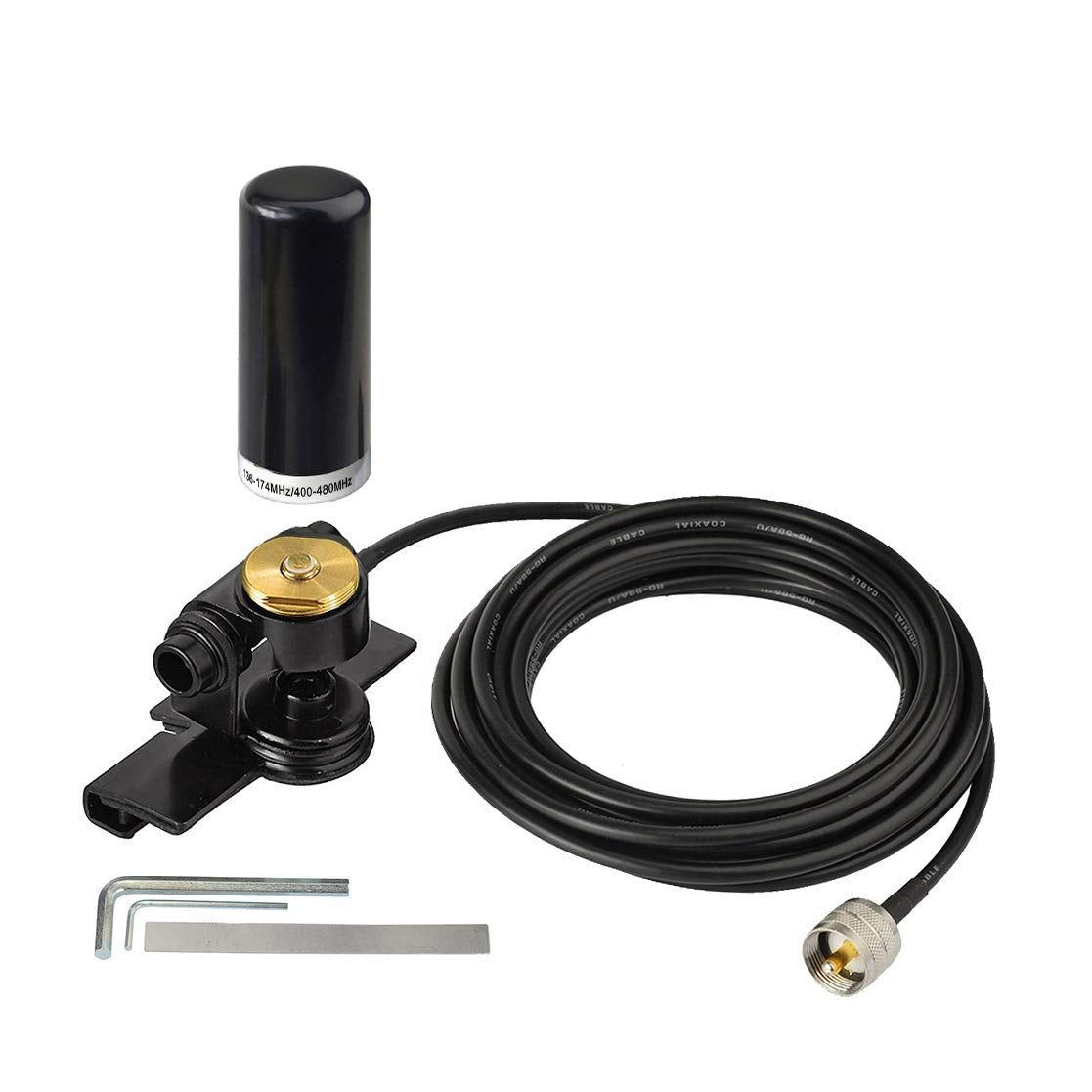 Bingfu Vehicle Ham Radio Mobile Radio Antenna VHF UHF 136-174MHz 400-470MHz Car Truck Amateur Radio NMO Mount Low Profile Antenna with Lip Mount Fixed Bracket PL259 Male 5m 16.5 feet RG58 Cable