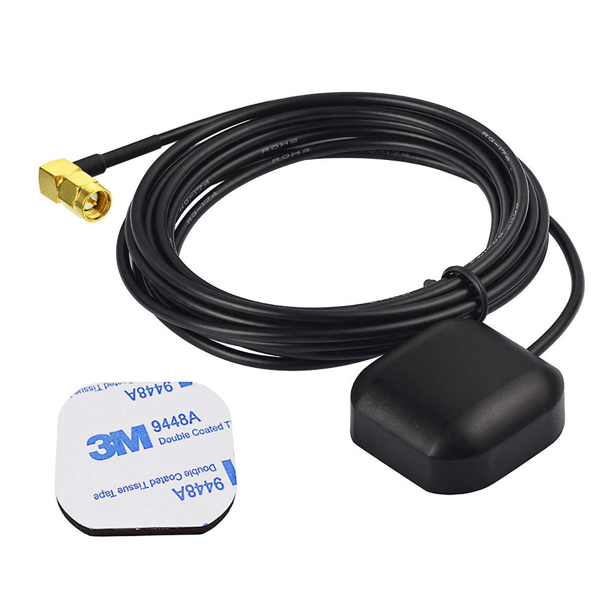 Bingfu Car GPS Antenna SMA Male Waterproof Active GPS Navigation Antenna for Car Stereo Radio Head Unit GPS Navigation System Modem Vehicle Tracker Real Time Monitor Security Camera IoT Router Gateway