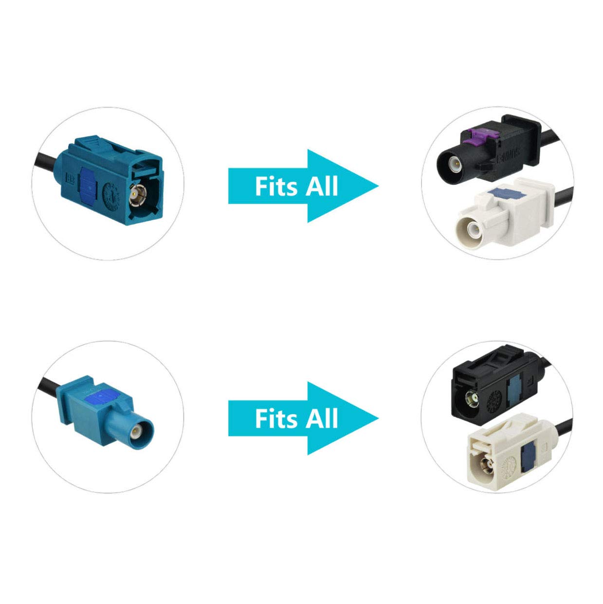 Bingfu Universal Vehicle Car Stereo FM AM Radio Antenna Adapter Cable (2-Pack) Fakra Z Male Female to DIN Plug Connector Cable for Car Stereo Audio HD Radio Head Unit CD Media Player Receiver