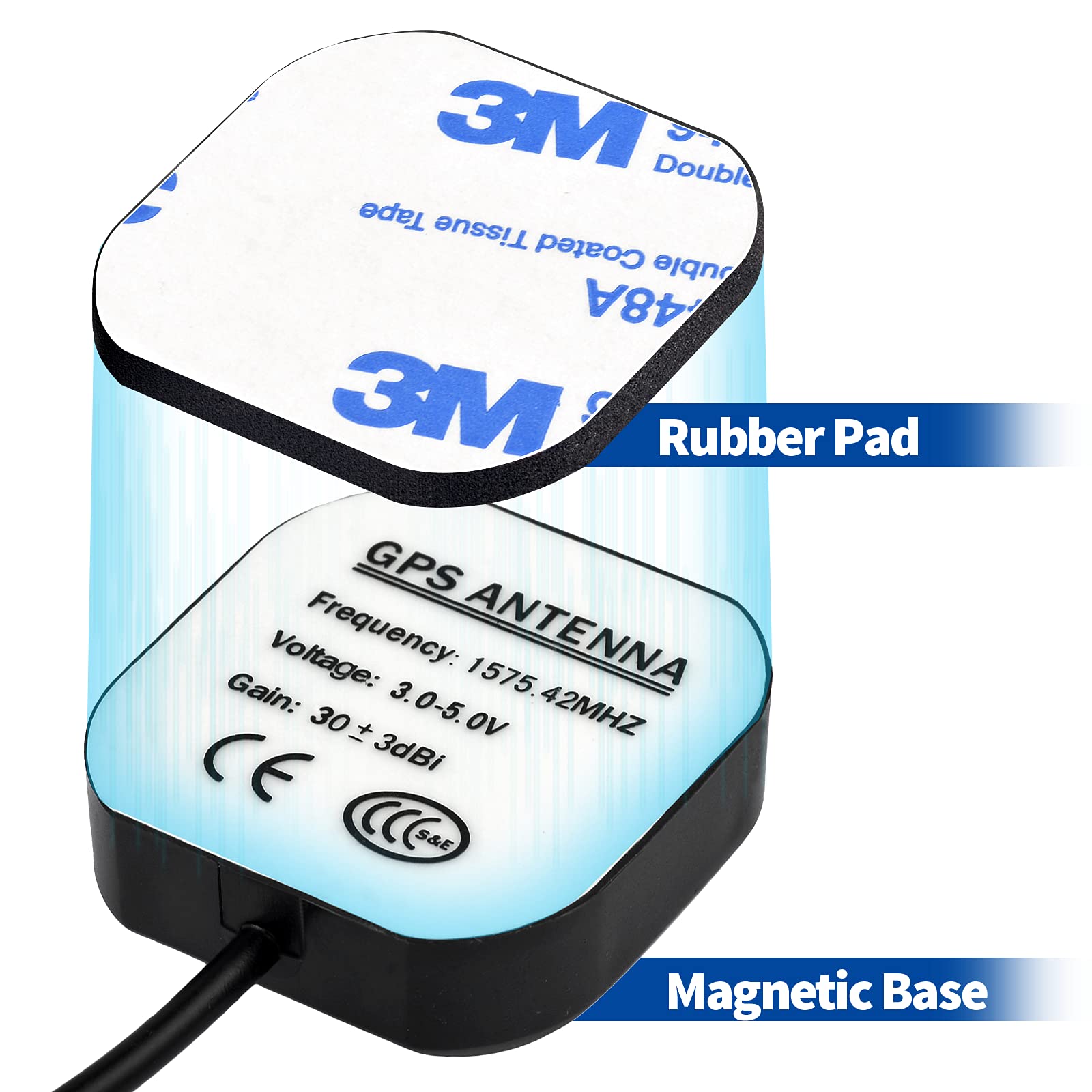 Bingfu Vehicle Waterproof Active GPS Navigation Antenna Fakra C Blue GPS Antenna Compatible with Ford Dodge RAM GM Chevy Chevrolet GMC Jeep Cadillac BMW Audi Mercedes Benz Car Truck SUV Head Unit