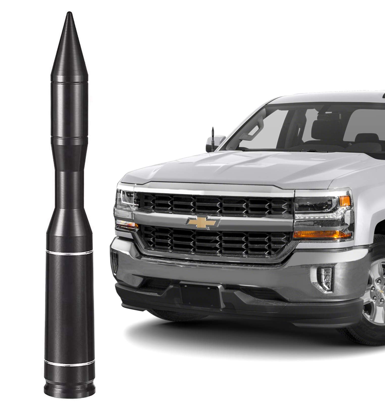 Bingfu Vehicle Bullet Antenna Mast Rocket Car Truck Antenna Replacement for GM Chevy Chevrolet Silverado 1500 2500 3500 HD Avalanche GMC Sierra 1500 2500 3500 Denali Heavy Duty Pickup Trucks