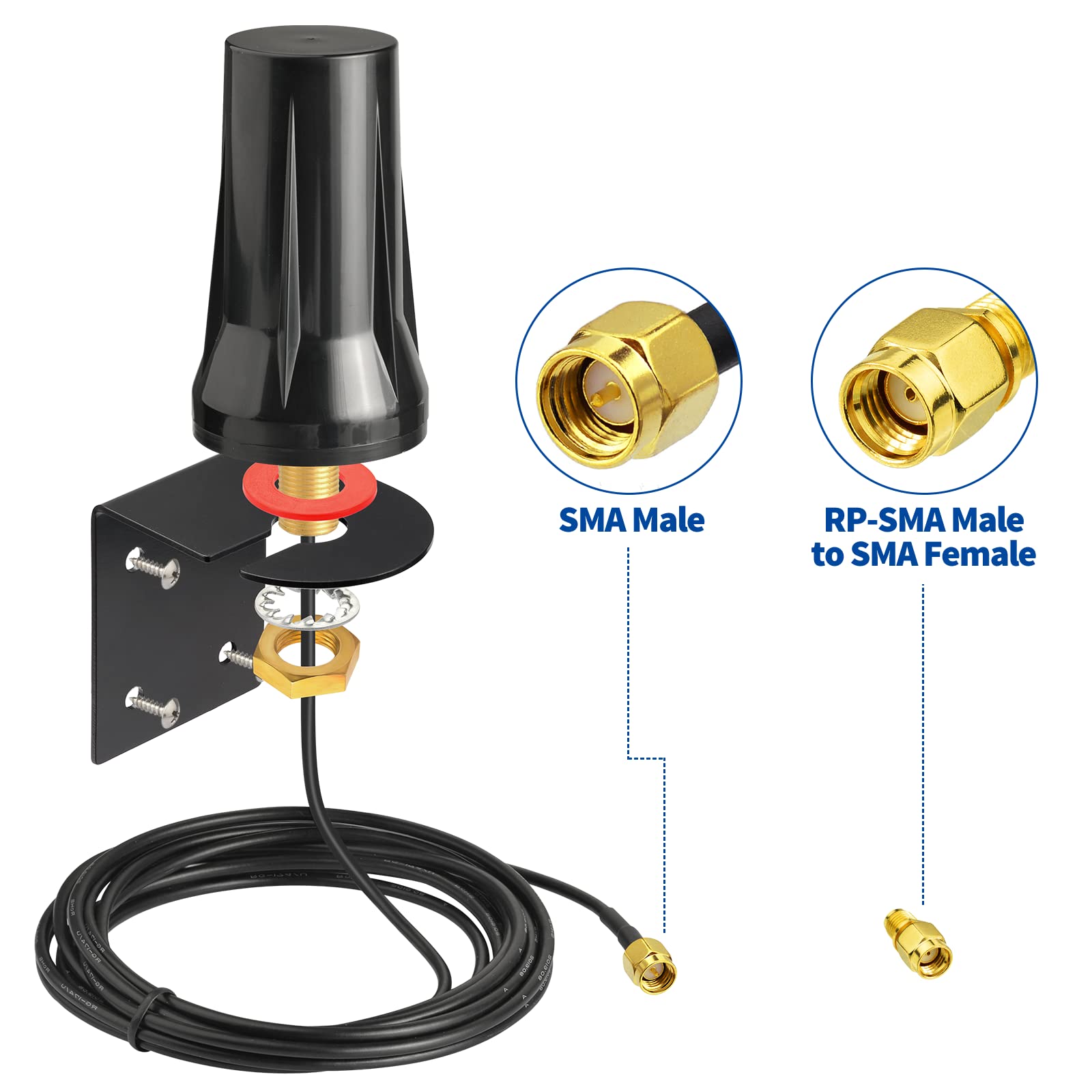 Bingfu 4G LTE Outdoor Wall Mount Waterproof Antenna SMA Male Antenna Compatible with Verizon AT&T T-Mobile Sprint 4G LTE Router Gateway Modem Cell Phone Signal Booster Cellular Amplifier Trail Camera