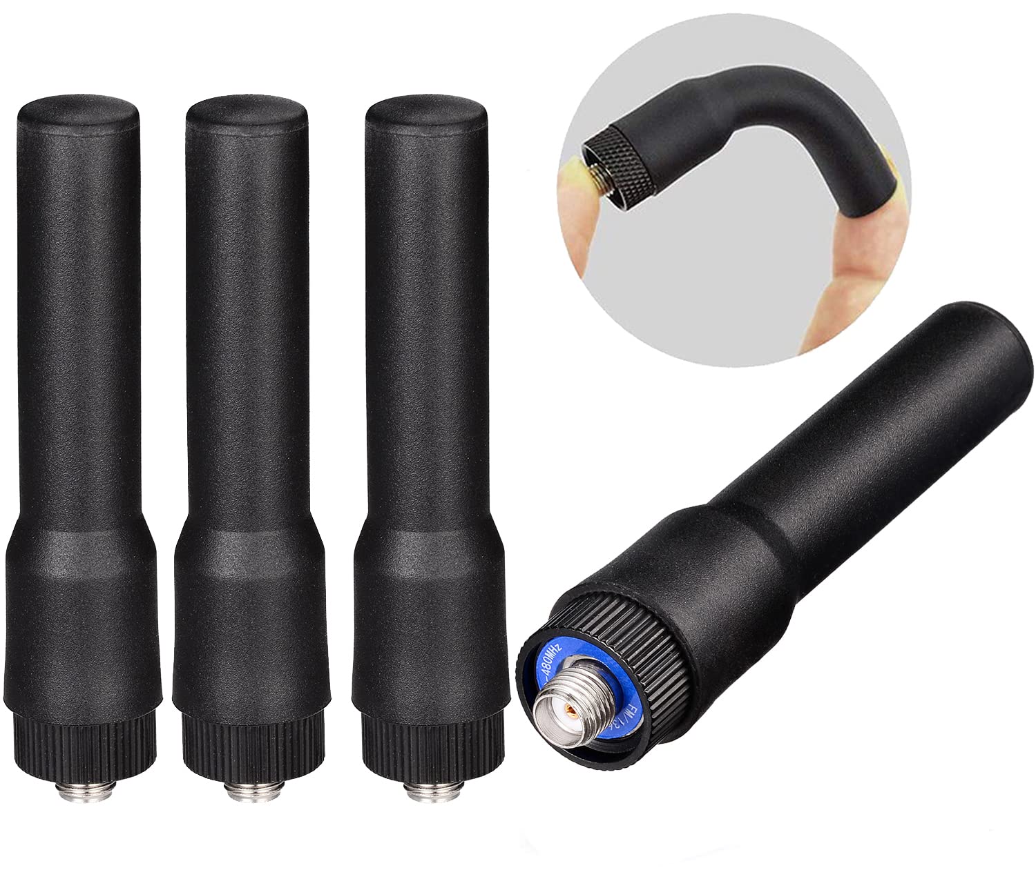 Bingfu Dual Band VHF UHF 136-174MHz 400-470MHz Ham Radio Antenna Two Way Radio Walkie Talkie 2.5 inch Mini Soft Whip SMA Female Antenna 4-Pack for Kenwood Wouxun Baofeng BF-F8HP UV-5R UV-82 BF-888S