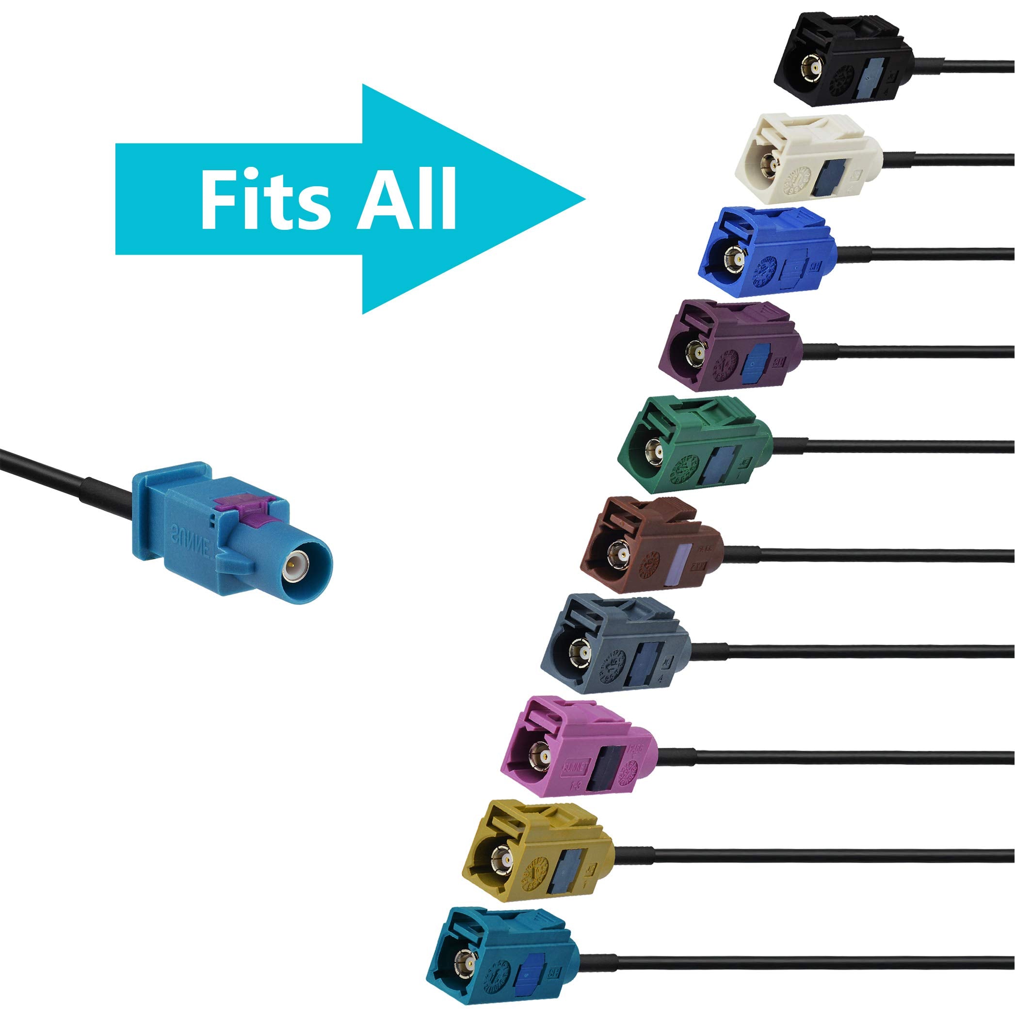 Bingfu Fakra Z Female to Male Vehicle Antenna Extension Cable 3m 10 feet for Car Stereo Android Head Unit GPS Navigation FM AM Radio Sirius XM Satellite Radio 4G LTE TEL Telematics Bluetooth Module