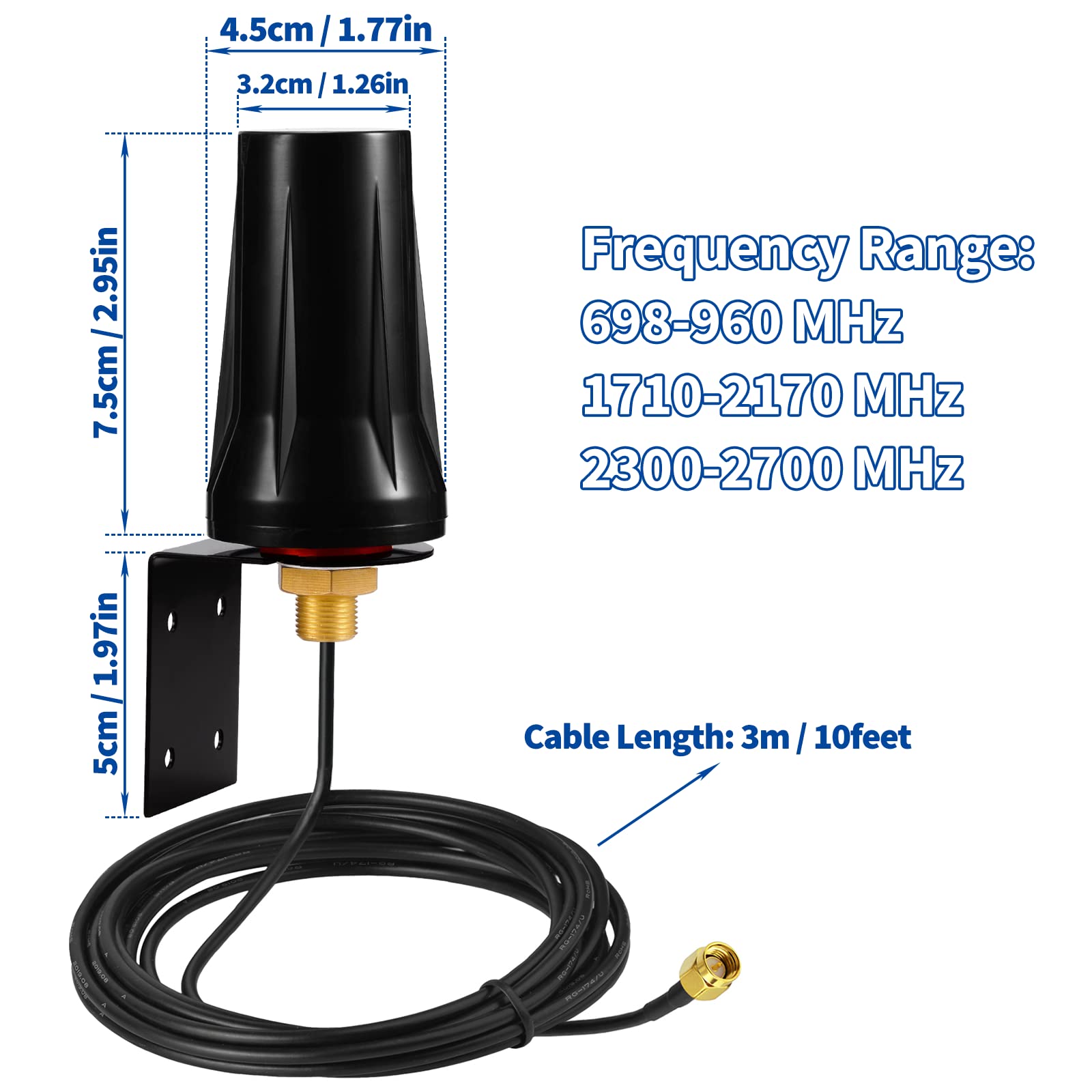 Bingfu 4G LTE Outdoor Wall Mount Waterproof Antenna SMA Male Antenna Compatible with Verizon AT&T T-Mobile Sprint 4G LTE Router Gateway Modem Cell Phone Signal Booster Cellular Amplifier Trail Camera