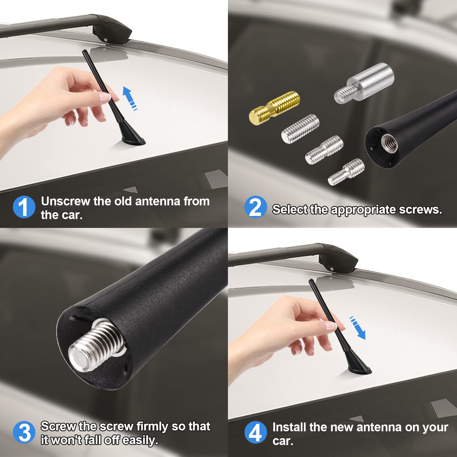 Bingfu Universal Vehicle Roof Mount Antenna Mast 6.3 inch Rubber Car Antenna Replacement Compatible with Toyota Honda Chevrolet Nissan Ford Jeep Subaru GMC