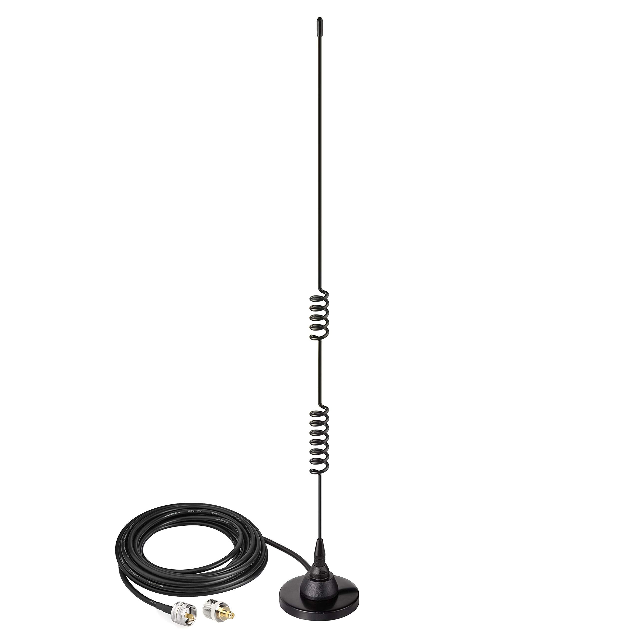 Bingfu Mobile Ham Radio Antenna Dual Band VHF UHF 136-174MHz 400-520MHz Amateur Radio Antenna Magnetic Base PL259 Male Antenna for BTECH ICOM Kenwood Midland Yaesu TYT AnyTone Mobile Ham Radio