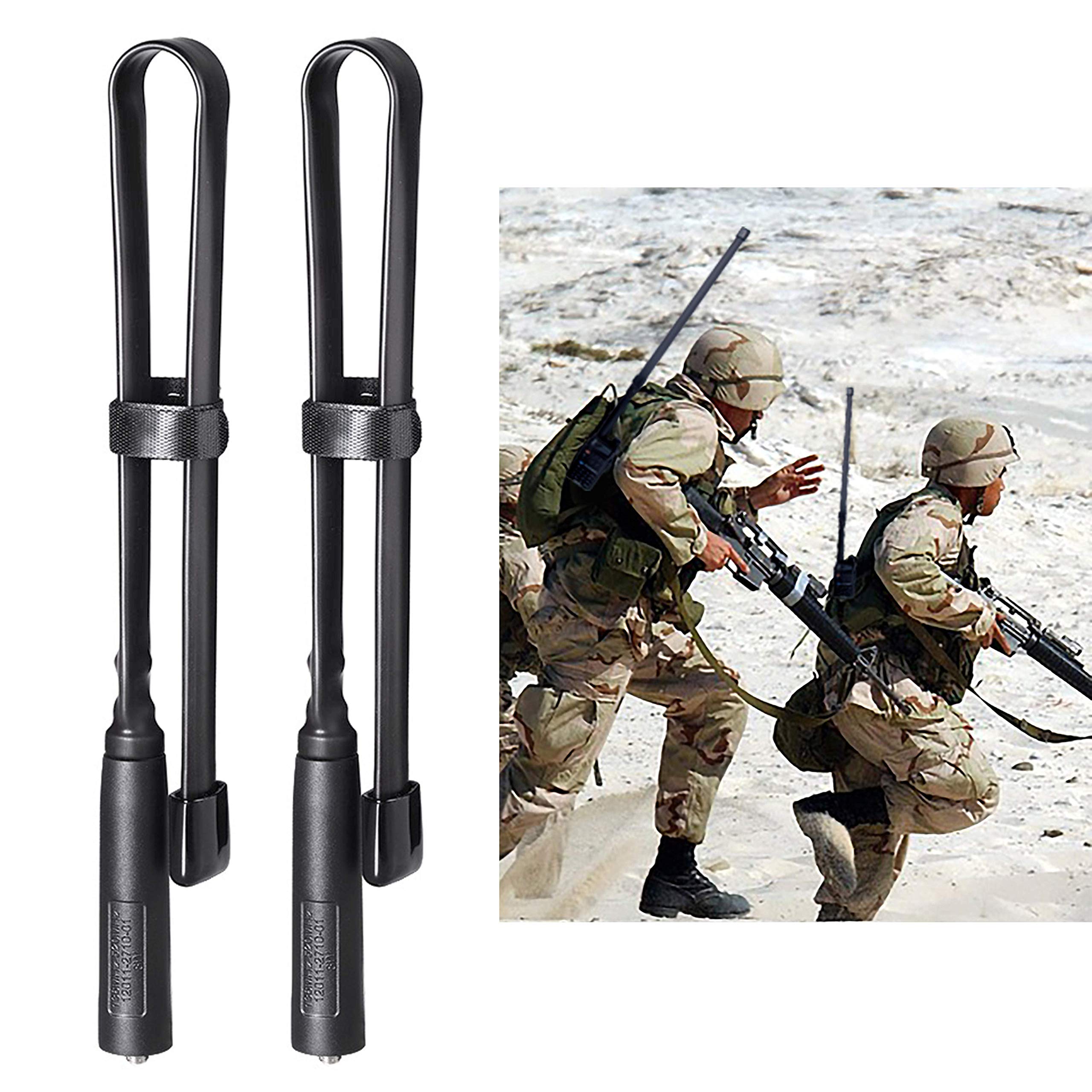 Bingfu Foldable CS Tactical SMA Female Ham Radio Antenna 2-Pack Dual Band VHF UHF 136-520MHz 18.5 inch Antenna for Kenwood Baofeng BF-F8HP UV-5R UV-82 BF-888S GT-3 Ham Two Way Radio Walkie Talkie