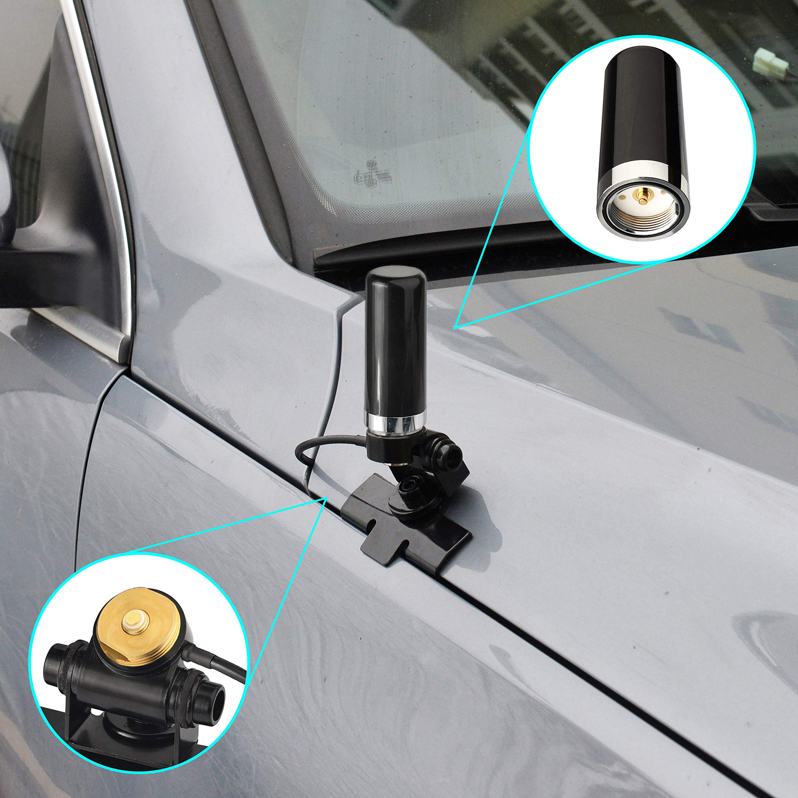 Bingfu Vehicle Ham Radio Mobile Radio Antenna VHF UHF 136-174MHz 400-470MHz Car Truck Amateur Radio NMO Mount Low Profile Antenna with Lip Mount Fixed Bracket PL259 Male 5m 16.5 feet RG58 Cable