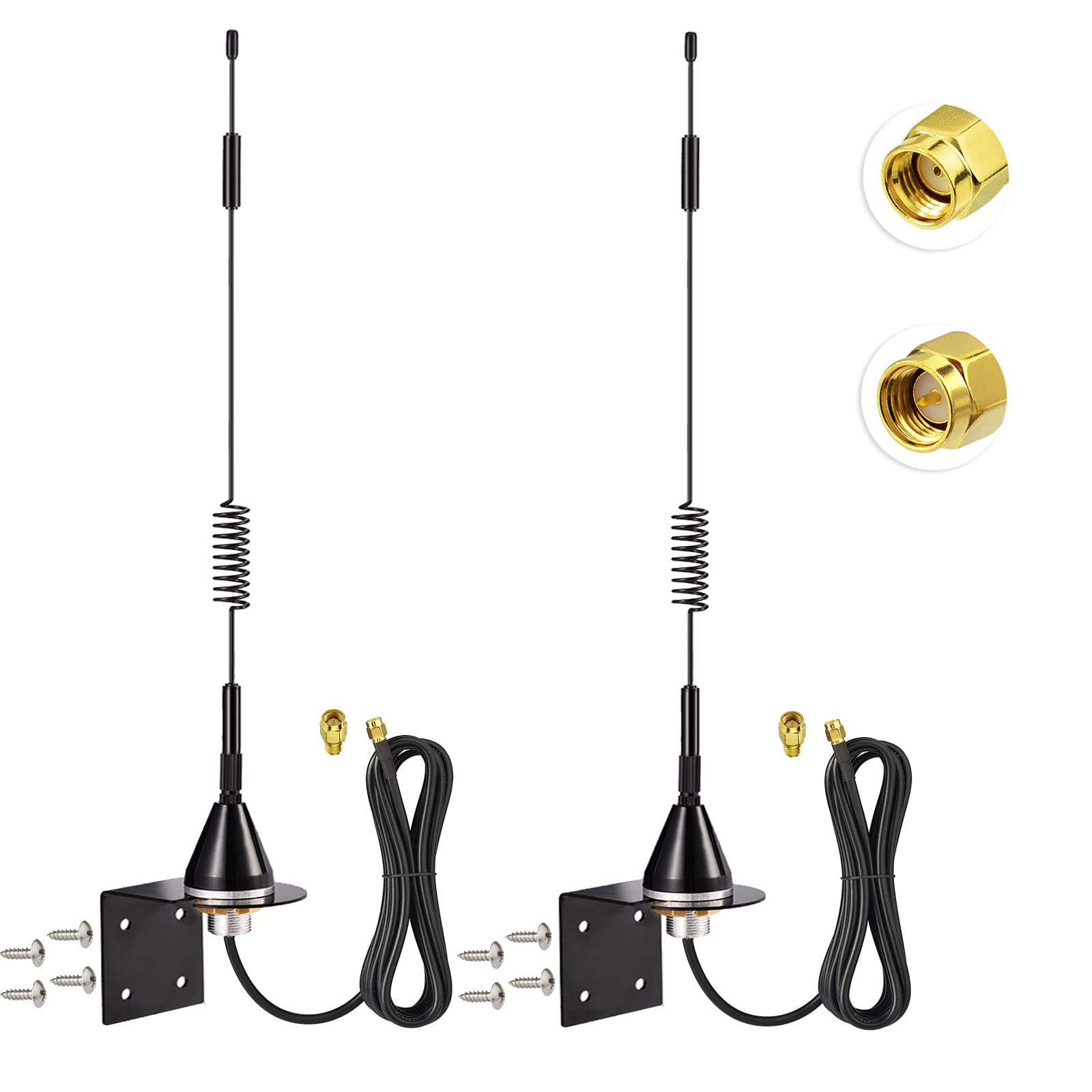 Bingfu 2-Pack 7dBi RP-SMA Male outdoor wall mount 4G LTE antennas with brackets and 3m cables
